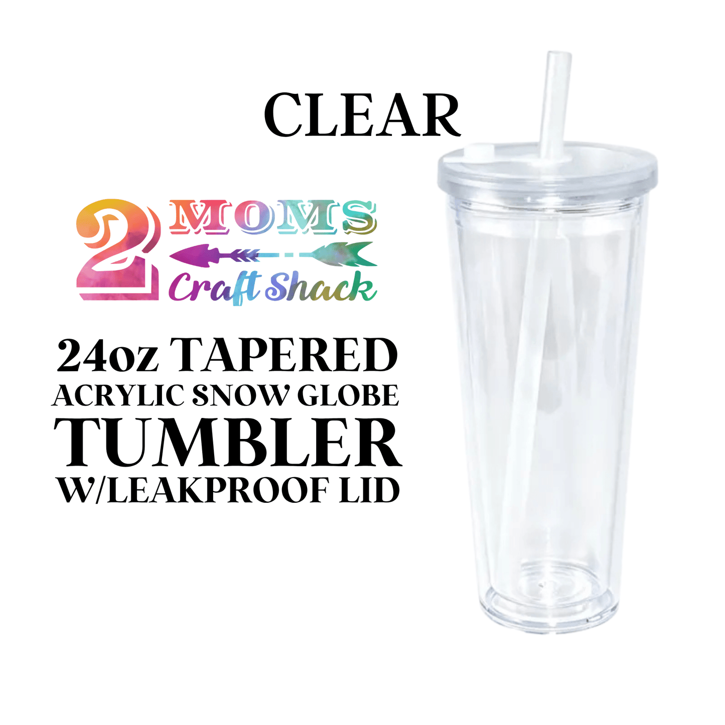 24oz TAPERED ACRYLIC SNOW GLOBE TUMBLER W/LEAKPROOF LID - BLANK