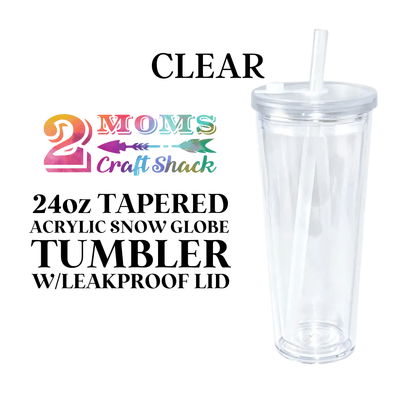 24oz TAPERED ACRYLIC SNOW GLOBE TUMBLER W/LEAKPROOF LID - BLANK