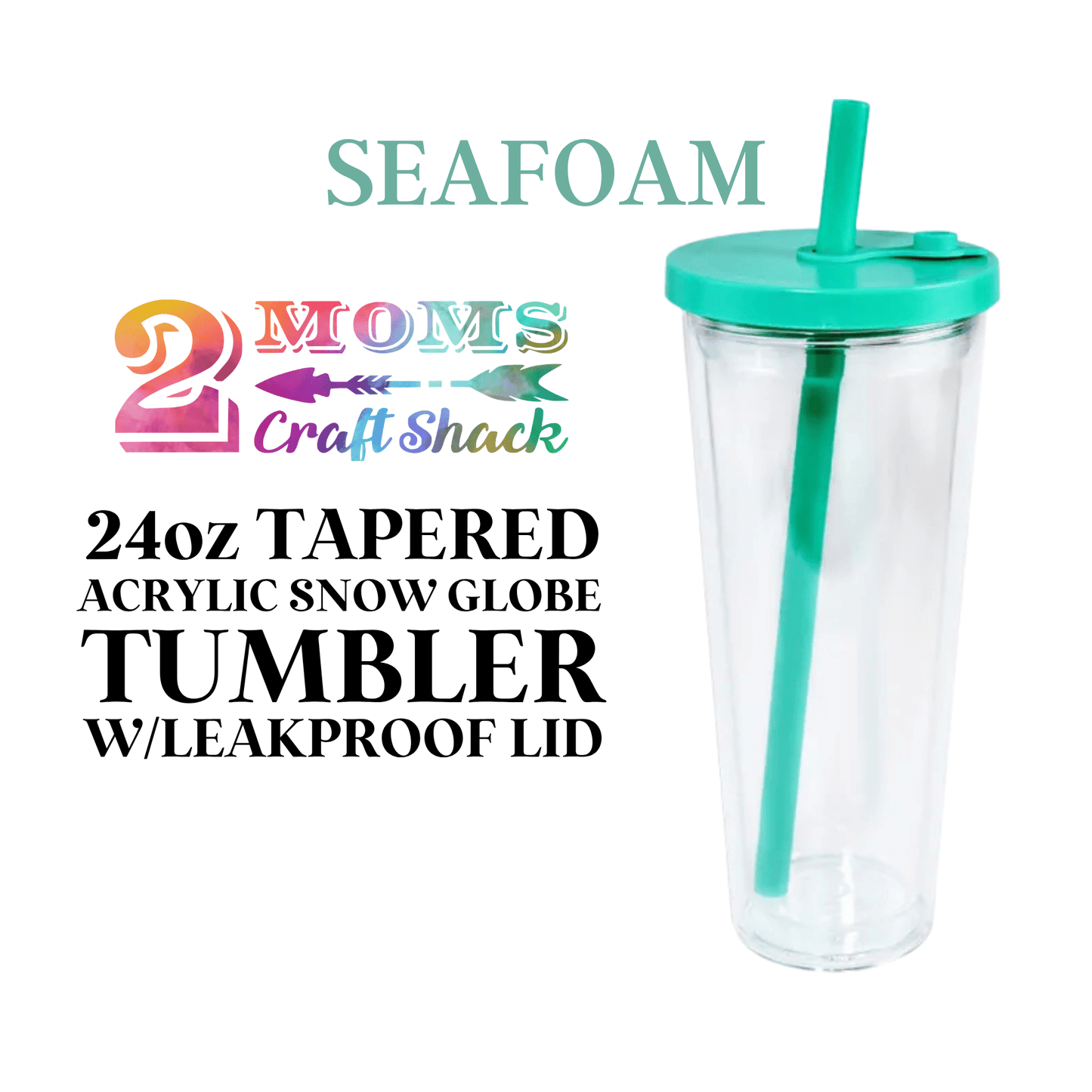 24oz TAPERED ACRYLIC SNOW GLOBE TUMBLER W/LEAKPROOF LID - BLANK