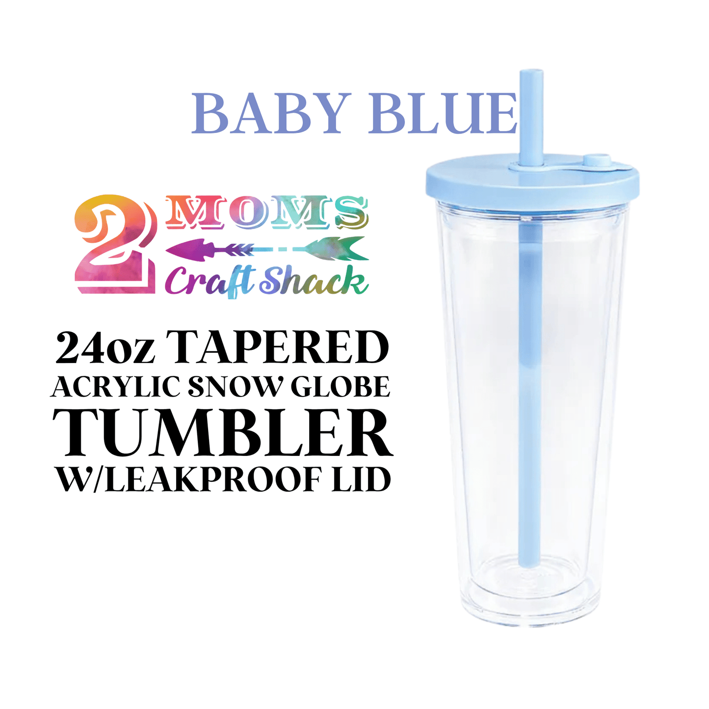 24oz TAPERED ACRYLIC SNOW GLOBE TUMBLER W/LEAKPROOF LID - BLANK