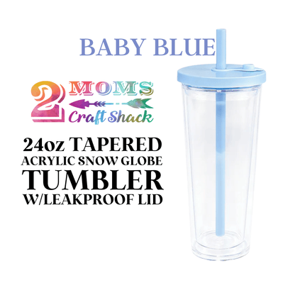 24oz TAPERED ACRYLIC SNOW GLOBE TUMBLER W/LEAKPROOF LID - BLANK