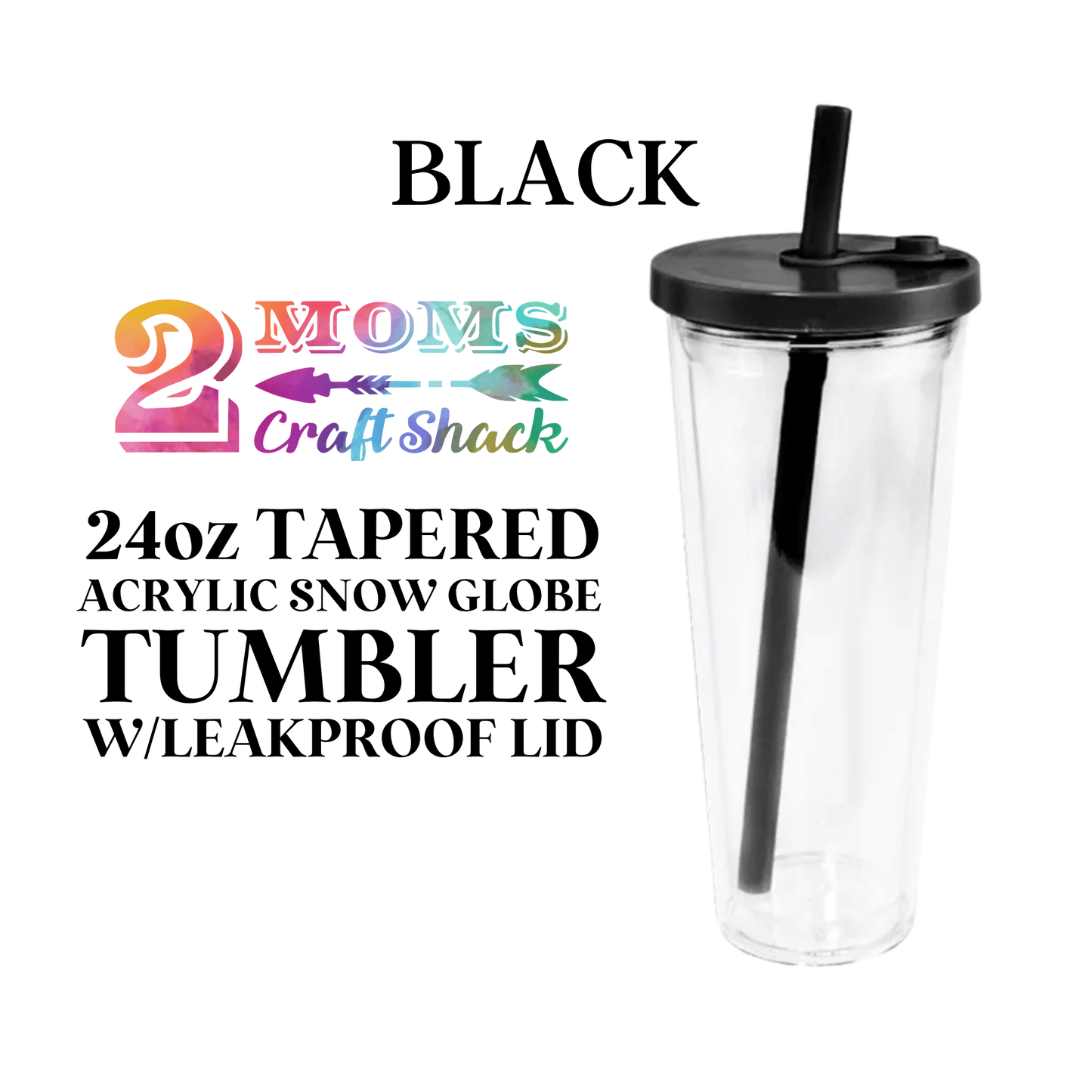 24oz TAPERED ACRYLIC SNOW GLOBE TUMBLER W/LEAKPROOF LID - BLANK