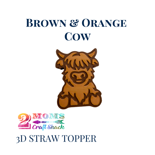 HIGHLAND COW - 3D STRAW TOPPER - NEW