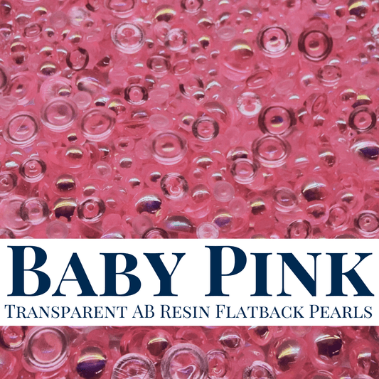RESIN FLATBACK PEARLS - BABY PINK TRANSPARENT AB - NEW