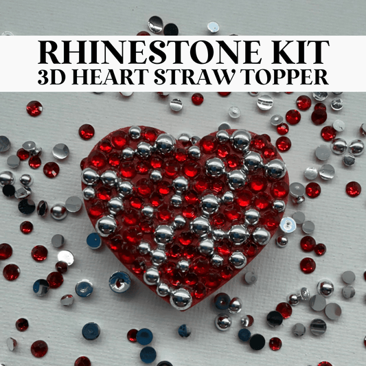 RHINESTONE KIT - 3D HEART STRAW TOPPER - BUNDLE