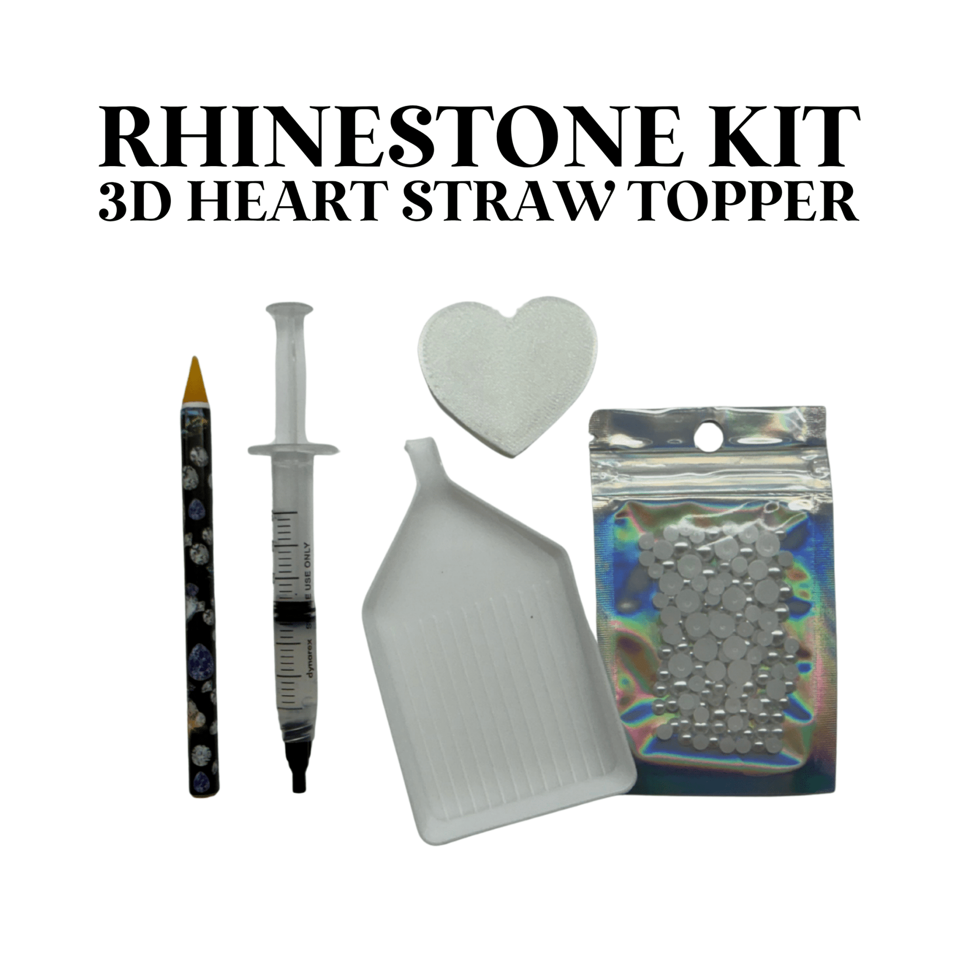 RHINESTONE KIT - 3D HEART STRAW TOPPER - BUNDLE