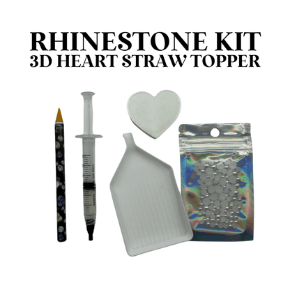 RHINESTONE KIT - 3D HEART STRAW TOPPER - BUNDLE